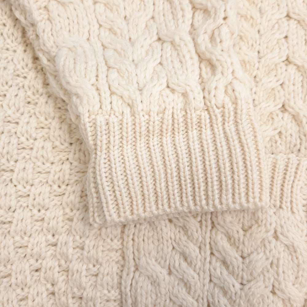 Vintage Celtic & Co Men's Irish Cream Cable Aran Merino Wool Cardigan Size Large - Picture 7 of 12